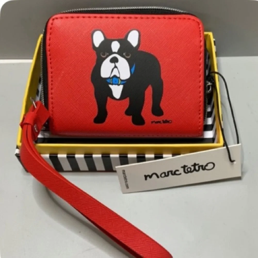 Marc Tetro French Bulldog Zipper Small Wallet Wristlet with Gift Box